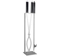 Fireplace Tools Set with 28" Fire Poker and Fire Tongs, Stainless Steel Firewood Tongs with Sturdy Stand, Rubber Handle Log Grabber for Fire Pit Campfire Backyard Bonfire Wood Stove Indoor&Outdoor