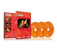 Fireplace Vivid DVD 2016 - 3 DVD SET with Extra Long Fires with Warm Colors and Sound of Burning Wood