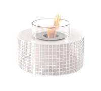 Fireplaces 10" Small Tabletop Fireplace, Modern Round Portable Fireplace with Glass Shield, White/Black Home Decoretion(White)