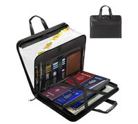 Fireproof Accordion File Organizer, Expanding File Folder with Lock & 13-Pocket, Black Important Document Organizer for Letter A4 Files, Travel Friendly with Luggage Strap