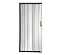 Fireproof Aluminum Alloy Sliding Door with Lock & Key, Retractable Metal Door for Home, Kitchen, Garage, Basement - White, 120x195cm - Durable & Secure