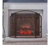 Fireproof Baby Safety Screen with 3 Large Panels & Mesh Cover - Black, Childproof Barrier for Fireplace Protection, Durable & Heat-Resistant Safety Solution