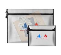 Fireproof Cash Bag - Fireproof Money Safe Document Bag | Waterproof Zipper Wallet Pouch With 2 Envelope Containers | Protect Documents, Money, Passports & Valuables From Water | Portable Security Org