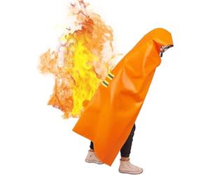 Fireproof Cloak with Hood - Full Body Fire Escape Blanket for Emergency Use, Reusable Fire Retardant Blanket for Home and Office (1.5m x 1.6m)