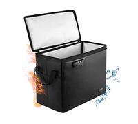 Fireproof Comic Book Storage Box 15.5" X 7.8" X 11.6",Fireproof & Water-Resistant Comic Short Document Box (2200℉) with Zipper and Lock Holds 150-175 Comics Heavy Duty Comic Book Bin Container