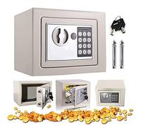 Fireproof Digital Key Small Safes for Home, High Security Steel Safe Lock Box with Digital Keypad and Keys, Digital Safe Electronic Safe Box Fire Safe Box for Office Hotel (Small 4.6L, White)