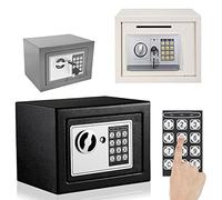 Fireproof Digital Safe Box Home Safes Electronic, Anti-theft Cash Money Documents Security Deposit Box, Solid Steel with Full-digit Keypad, 2 Keys and 2 Bolts for Wall Mounting (4.6L, Black)