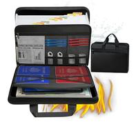 Fireproof Document Bag, 13 Pockets Expanding File Folder, Waterproof Document Organiser with Handle, Silicone Coated, A4 Size, Black