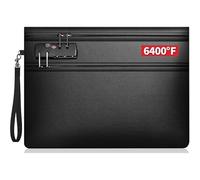 Fireproof Document Bag 14 x 10 Inches Dual-Zip Compartments Fire Proof Money Bag with Lock Waterproof Cash Pouch for A4 A5 Documents/Valuables/Jewelry/Cash/Passport/Invoices/Credit Card