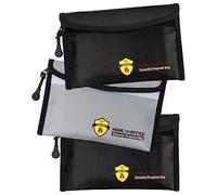 Fireproof Document Bag (2000?) - Waterproof, Small 5"x8" Size 3 Packs, Money Bag with Zipper for Storage Cash, Jewelry, and Passport