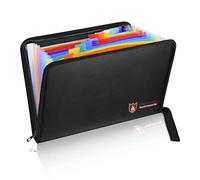 Fireproof Document Bag Fire & Water Resistant File Folder A4 Size 12 Pockets Fireproof Waterproof Safe Document Holder, Non-Itchy Silicone Coated Portable Filing Pouch for Legal Document(Colorful)