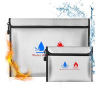 Fireproof Document Bag，Fireproof Money Safe Document Bag 15 x11 & 9x7 Inches Set Non-Itchy Silicone Coated Fire Resistant Bag Fireproof Safe Storage for Money, Documents, Jewelry and Passport