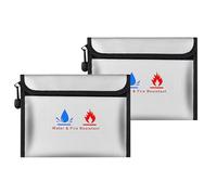 Fireproof Document Bag，Fireproof Money Safe Document Bag 23 * 17.5cm 2 Set Non-Itchy Silicone Coated Fire Resistant Bag Fireproof Safe Storage for Money, Documents, Jewelry and Passport