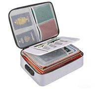 Fireproof Document Bag Water Resistant 3-Layer Large Capacity File Organizer Box with Lock, Silicone Coated Fiberglass Fire & Water Proof Safe Pouch for Home Office Travel Documents Passport Cash
