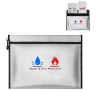 Fireproof Document Bag, Waterproof and Fire-Resistant Storage Bag, 38 x 28 cm, Suitable for A4 Documents, Bank Files, Money, and Valuables - Upgraded with 6 Credit Card Slots and 2 Passport Pockets