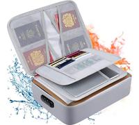 Fireproof Document Bag with 3-Layer File Storage Case Water- Zipper Portable Travel Home Organizer for Laptop