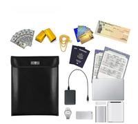 Fireproof Document Bag with Liquid Silicone Coated Fiberglass and Aluminum Foil Inner - 13.4 x 10.8 Inch Water Resistant Storage Pouch for Cash Files Jewelry Passport and A4 (Black)