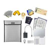 Fireproof Document Bag with Liquid Silicone Coated Fiberglass and Aluminum Foil Inner - 13.4 x 10.8 Inch Water Resistant Storage Pouch for Cash Files Jewelry Passport and A4 (Silver)