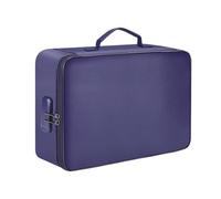 Fireproof Document Bag with Lock, 14.2×10.6×4in Large Capacity 3-Layer File Storage Organizer for Documents, Certificates, Passports, Laptop, Valuables (Blue)