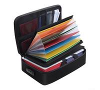 Fireproof Document Bag with Lock, Waterproof Fireproof Storage Box for Important Documents, 7 Compartments Organizer for Home, Office, Travel, Passports, Tax Returns, and Valuables