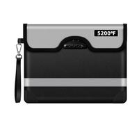 Fireproof Document Bag with Lock & Zipper (5200℉), 14.3"x10.2" Waterproof and Fireproof Money Bag with 8 Layers Thickened Fire Rated Document Safe Bag Pouch for A4 Document, Cash, Tablet, Passport