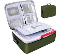 Fireproof Document Box - 14.6''×11.4''×4'' Large Capacity 3-Layer Waterproof and Fireproof Document Bag with Lock, Office A4 Portable Home Document Organizer for Important Papers, Deed and Birth