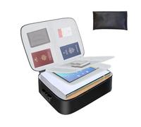Fireproof Document Box, 14.6''×11.4''×4'', Large Capacity Portable Fireproof File Storage Box with Lock, Waterproof Document Organiser with for Certificates Cash Contract A4 Files and Valuables Black