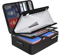 Fireproof Document Box 5200℉ File Organiser Waterproof and Fireproof Document Storage,Multi-Layer Portable Filing Box Home Office A4 Document organiser with Lock for Important Documents,Certificate