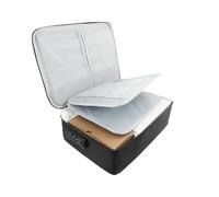 Fireproof Document Box, A4 Waterproof Document Organiser with Lock, Portable Safe Storage for Important Documents, Certificates, Money, Home & Office Use, Black