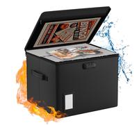 Fireproof Document Box Comic Book Storage Box,39.5 x 38 x 29cm Book Box Large Collapsible Comic Box Oganiser Box with Lock Holds160-180 Comics Heavy Duty Bin Container for Magazines and Comic Books