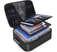 Fireproof Document Box,Fire Proof Documents Storage Box with Lock,Box Files Portable,Waterproof and Fireproof Document Organiser,Paperwork Organiser for Passports, Certificates, Valuables