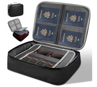 Fireproof Document Box, Large Capacity 3-Layer Waterproof Document Bag with Lock, A4 Expandable Document Organizer & Storage Box for Passports Cash Certificates Legal Files and Valuables, 37*28*10 cm