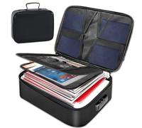 Fireproof Document Box - Large Waterproof Safe Storage Organiser for Important Papers, Cash, Certificates & Home Office Use, Secure Lockable Fire & Water Resistant Metal Box, 3-Layer Lockable Storage