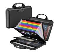 Fireproof Document Box Safe Portable File Box with Handle & Zipper Lockable Storage Box Collapsible File Organizer Document Organizer for Letter Document Valuables & A4 Suspension File Folder - Black