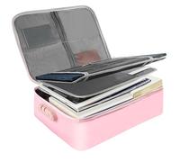 Fireproof Document Box, Waterproof and Fireproof Document Storage Bag, Portable Home Fire Safe Storage Box Case with Lock for Documents, Deed and Birth Certificate, Pink