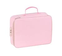 Fireproof Document Box,Waterproof File Box with Lock,Portable Fire Lockable Storage Box, Large Capacity Collapsible File Storage Box with Zippers and Inserts Bag for Documents,Certificates (Pink)
