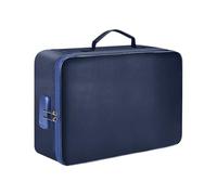 Fireproof Document Box,Waterproof File Box with Lock,Portable Fire Lockable Storage Box, Large Capacity Collapsible File Storage Box with Zippers and Inserts Bag for Documents,Certificates (Purple)