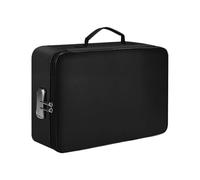 Fireproof Document Box,Waterproof File Box with Lock,Portable Fire Lockable Storage Box, Large Capacity Collapsible File Storage Box with Zippers and Inserts Bag for Documents,Certificates (Black)