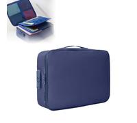 Fireproof Document Box, Waterproof File Organiser Box, Safe Portable Home Fire Lockable Storage Boxes, Collapsible Travel Document Holder, File Storage Boxs with Inserts Bags and Zipper (Navy)