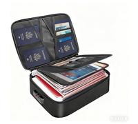 Fireproof Document Box,Waterproof Safe File Storage Organizer Bag,Safe Document Bag with Lock,Multi-Layer File Storage Box,Fireproof Files Boxs for Passports Certificates Legal Files Valuables (Black)