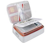 Fireproof Document Box,Waterproof Safe File Storage Organizer Bag,Safe Document Bag with Lock,Multi-Layer File Storage Box,Fireproof Files Boxs for Passports Certificates Legal Files Valuables (Grey)