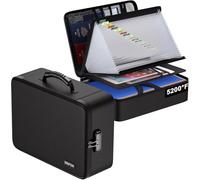 Fireproof Document Box with 5200℉ Heat Insulated,Multi-Layer Waterproof & Fireproof File Organiser,Large A4 Document Storage Box with Lock