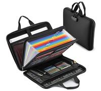 Fireproof Document Box with Combination Lock, Hard-Shell Fireproof File Organizer for Legal Documents, Laptop, Valuables & Important Papers, 13-Pocket Accordion File Folder