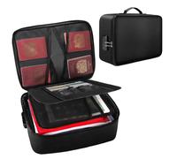 Fireproof Document Box with Combination Lock, Large Capacity File Proof Documents Storage Box, Water Resistant Lockable File Organiser Safe Bag for Passports, Certificates, Legal Files, Valuables