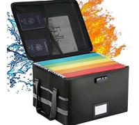 Fireproof Document Box With Lock, Collapsible Hard File Organiser Storage Box