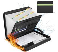 Fireproof Document Organiser - 24 Pockets Expanding File Folder with Zipper & Labels - Portable Waterproof File Organiser with Multi-Pockets Folder for A4 Documents | Receipt and More