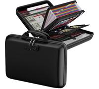 Fireproof Document Organiser,Hard Case Document Box with Lock,25 Pockets Expanding File Folder,Portable Water Resistant File Organiser,Home Office Filing Folder for A4 Documents,Receipt,Passport