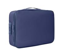 Fireproof Document Organiser Tool Bag Portable Lockable Storage Collapsible Travel File Holder With Zipper And Inserts For Home (Navy, One Size)
