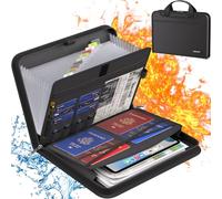 Fireproof Document Organizer,A4 Folder,Portable Expanding File Folder with 13 Pocket,Document Holder with Handle&Labels,Home Office Travel Dcument Organiser for A4 Documents/Bill/Receipt