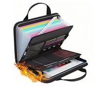 Fireproof Document Organizer - Accordion Folder Fireproof Storage Organizer - Important Document Storage, Fire Safe Bag Multi Pockets with Handle & Labels for Letter A4 Paper